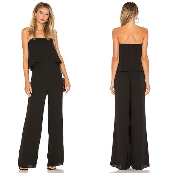 Amanda Uprichard Black Strapless Wide-Leg Jumpsuit - Picture 1 of 4